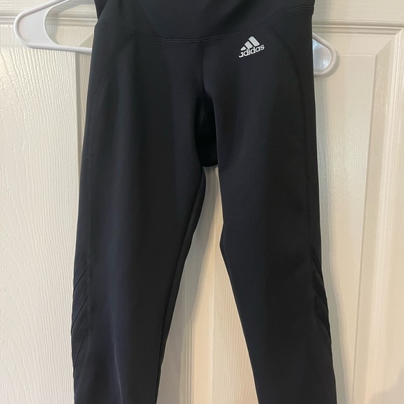 Adidas Black Performance Leggings with Iconic Stripes - Picture 1 of 4